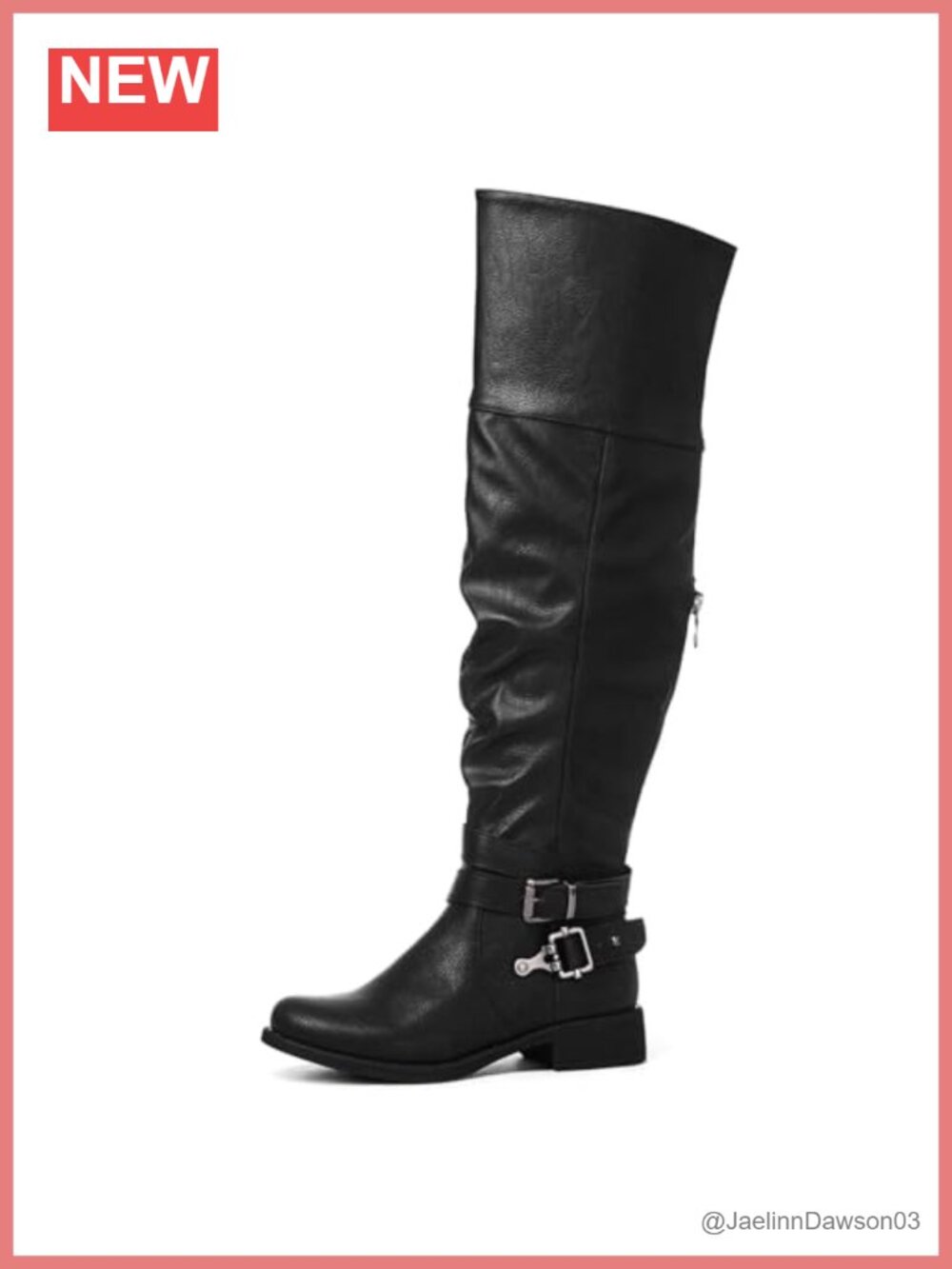 Women's Over the Knee Thigh High Boots Faux Leather Low Block Heel Side Zip